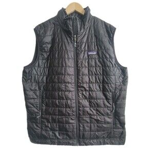 Patagonia Vest Mens Black Nano Puff Quilted  Primaloft Puffer Vest Large